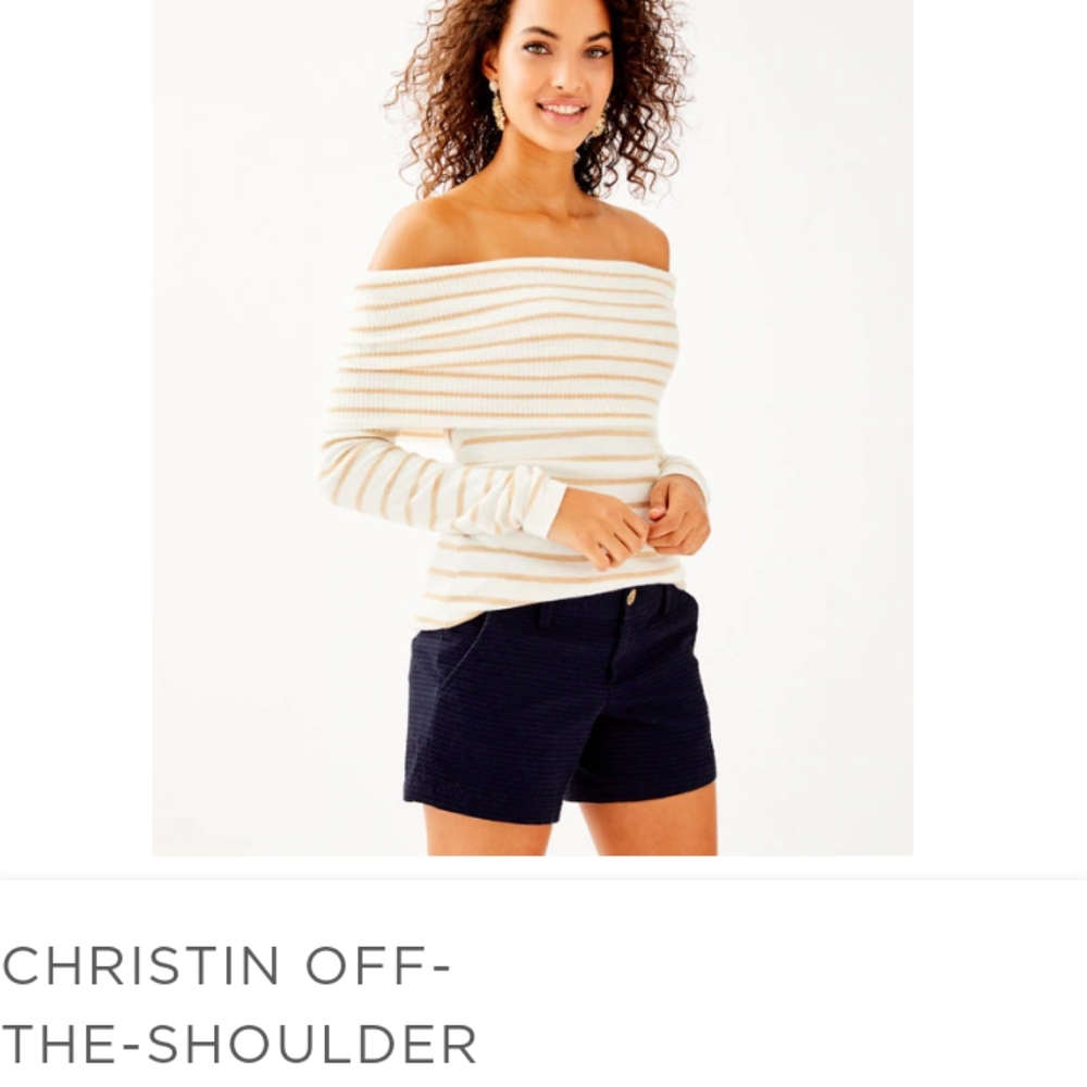 Lilly Pulitzer $138 striped off shoulder top nwt